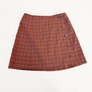 Sunday Best Plaid Mini Skirt Button Accents Size 6